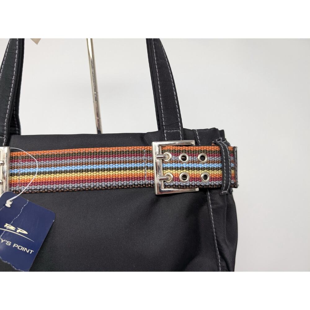 Vintage Y2K Black Rainbow Trim Hand Bag Purse New - Picture 2 of 10